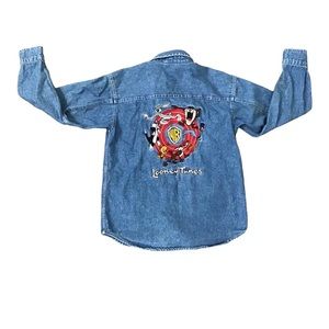 Acme Kids Vintage Looney Tunes Jean Jacket Size Large Blue Bugs Bunny Tweety